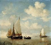 willem van de velde  the younger Dutch Smalschips and a Rowing Boat Germany oil painting artist